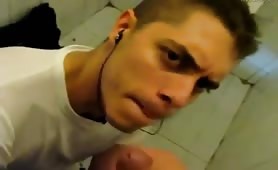 Horny twinks sucking each other's cock in the public toilet
