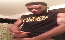 Hot nigga jerking off his huge cock