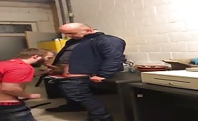 Sucking off a married daddy at work