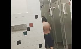 Locker room shower show off