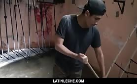 Latin worker sucks camera guy for cash