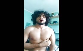 Horny big dick latino masturbating in front of the webcam