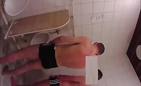 Spying on a guy masturbating in a public toilet