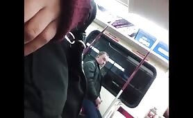Caught a daddy bear jacking in a public train