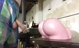 Hairy latin dad fucking a plastic ass toy