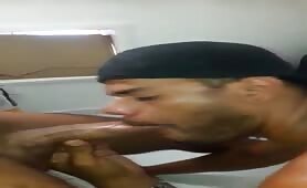 Dominican newcomer sucks his roommate's cock