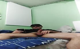 Masturbating for a friend by video call