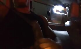 Horny Latino masturbates in his friend's car