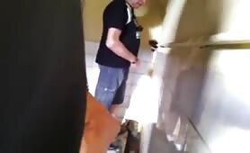 Caught a mature guy masturbating in a public toilet