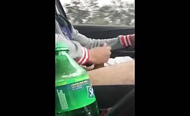 Stroking off my thick dick in the car