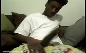 monster black thug jerking off online to make some cash