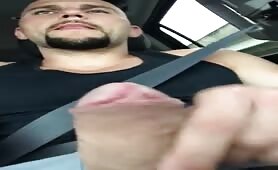 Male pornstar Jmac masturbating in his car