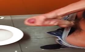 Shooting a huge load in a public toilet