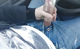 Using my flesh light to masturbated in the car before going to work