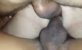 Giving my ass to two huge black cocks