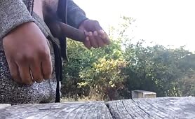 Rubbing my cock at the park