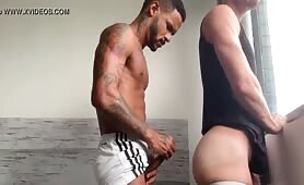 Black stud eats and fucks his boyfriend big white bubble butt