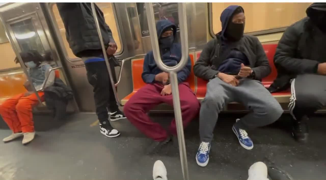 All masturbating at the same time in the subway - Videos image pic