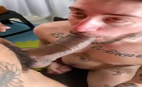 Getting face fucked by a thick black cock