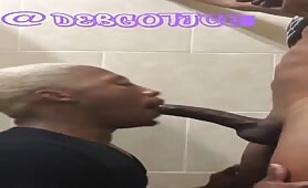 How tasty it is to suck my friend's huge cock in the public bathroom