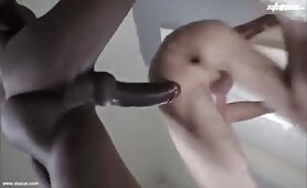 Pretty young white guy getting banged by a huge black cock